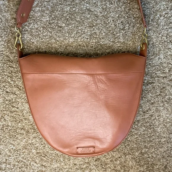 Vince Camuto Brown Leather Crossbody Bag Gold Hardware Adjustable Strap Mini - Picture 9 of 12